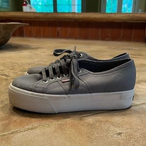 GRAY PLATFORM SUPERGA SNEAKERS